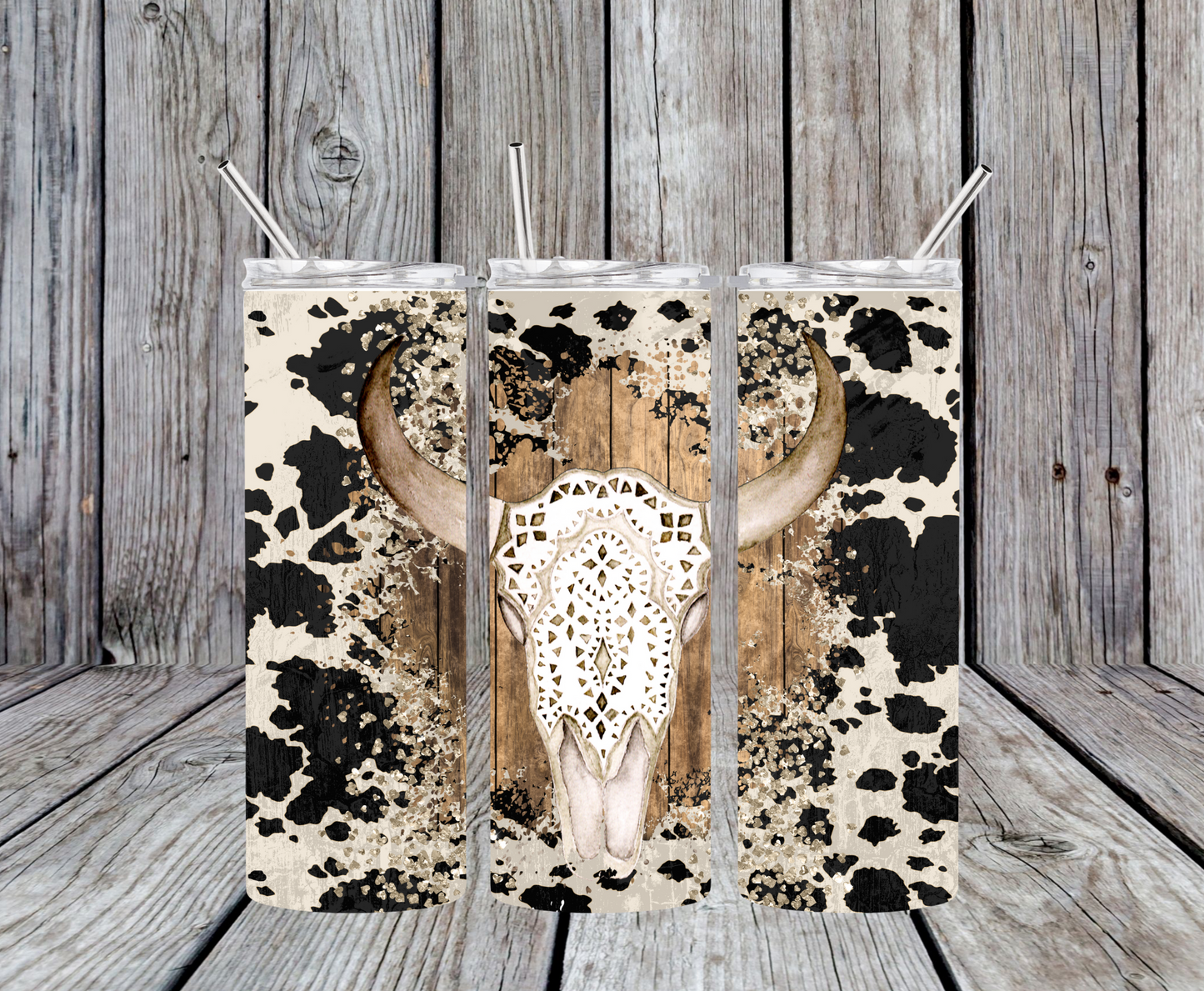 Bull Skull and Lace Tumbler