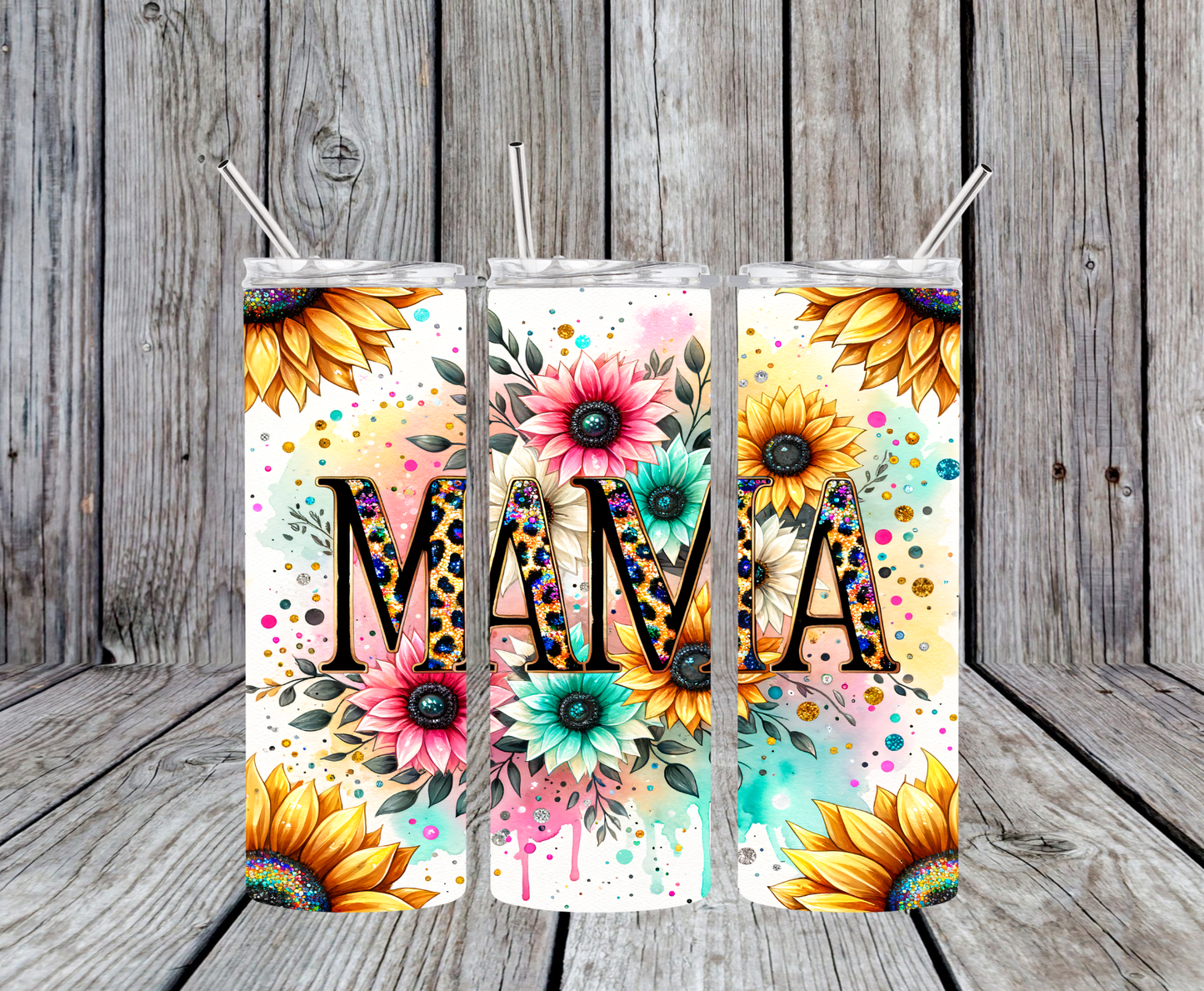 Mama and Colorful Sunflowers Tumbler