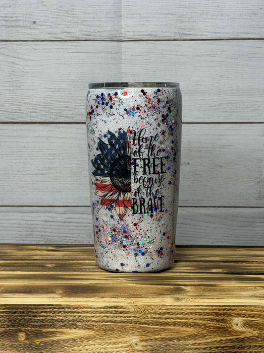 Home of the Free Because of the Brave Epoxy Tumbler