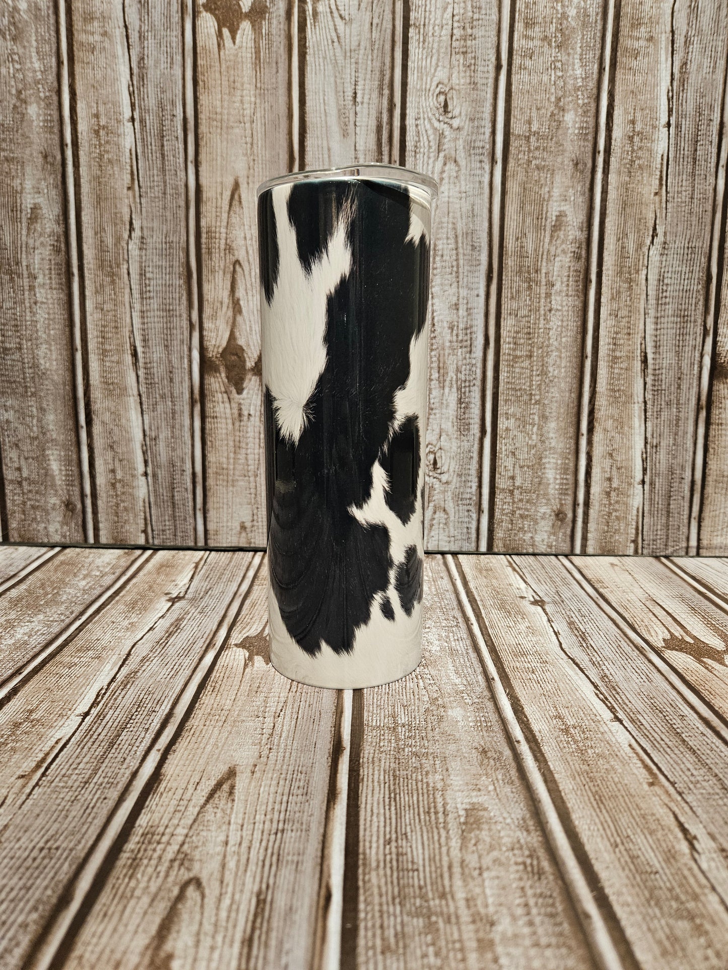 Black Cow Print Tumbler