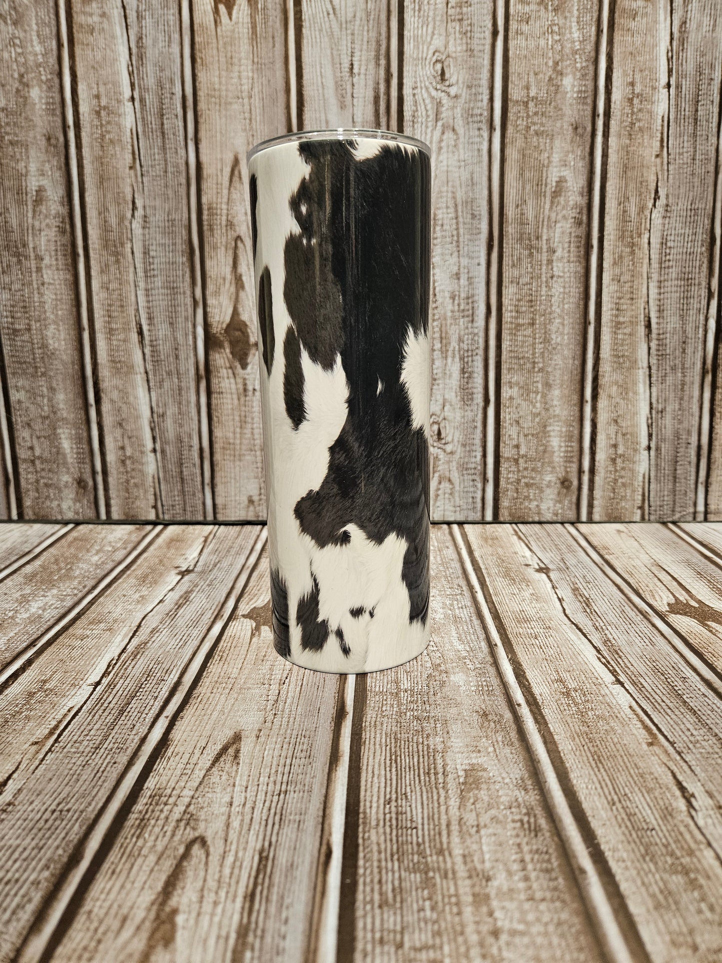 Black Cow Print Tumbler