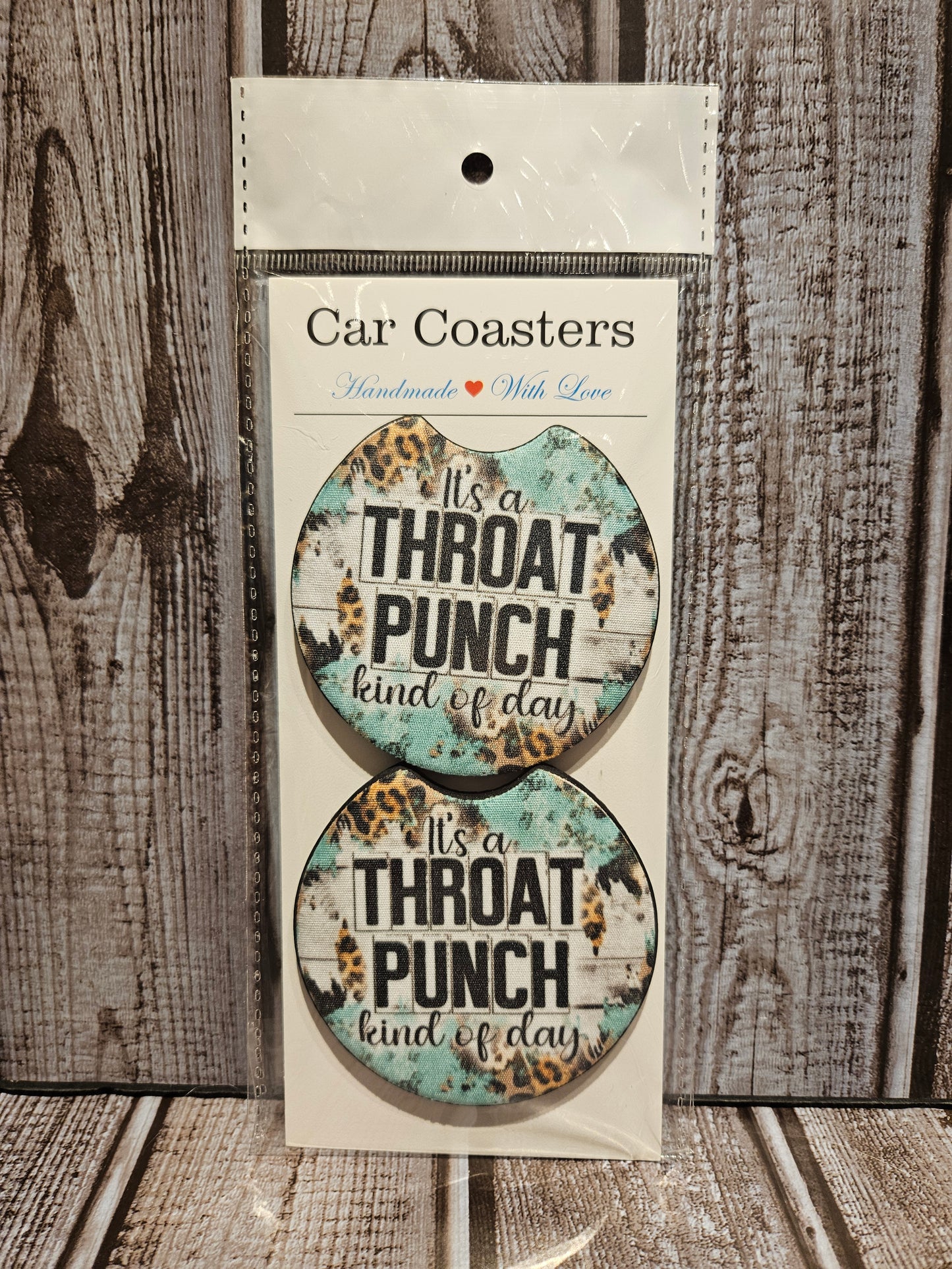 It's A Throat Punch Kind Of Day Car Coaster Set