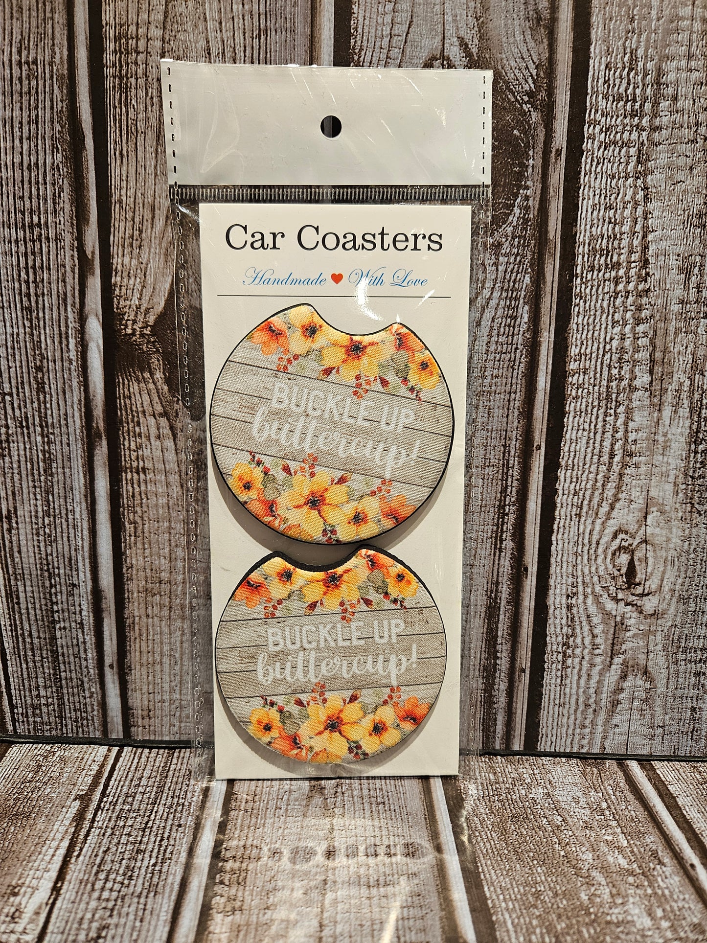 Buckle Up Buttercup Car Coaster Set