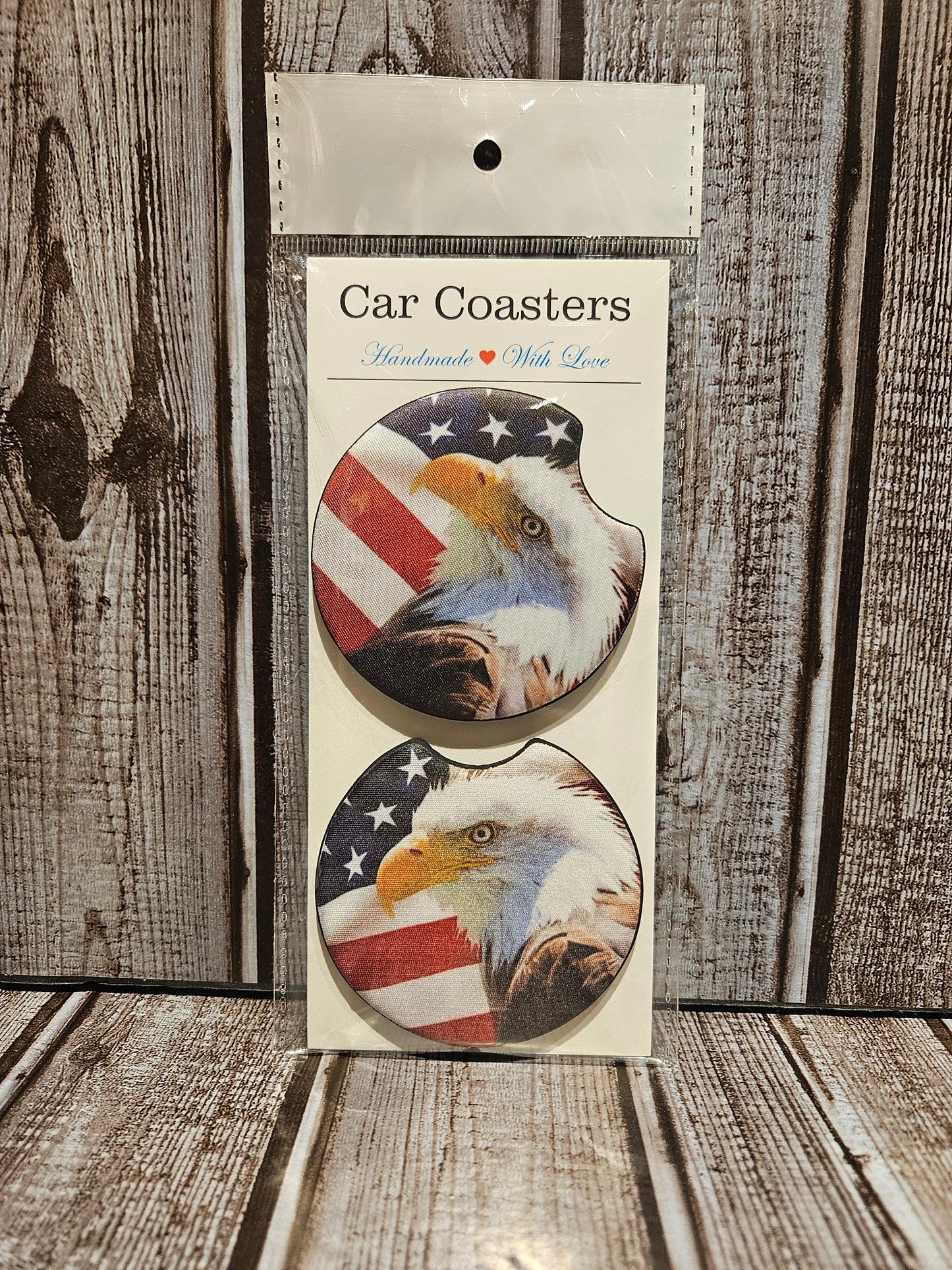 Eagle And Flag Car Coaster Set