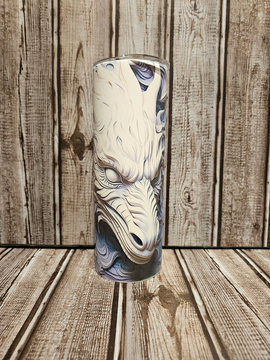 3D White Dragon Tumbler