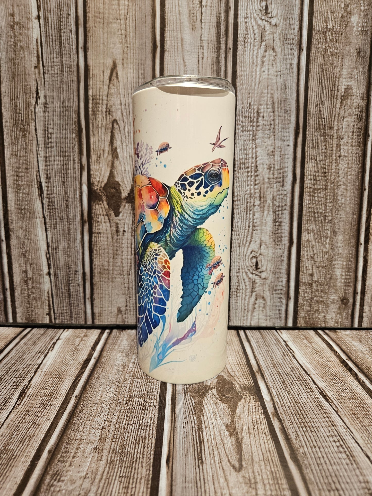 Sea Turtle And Flowers Tumbler