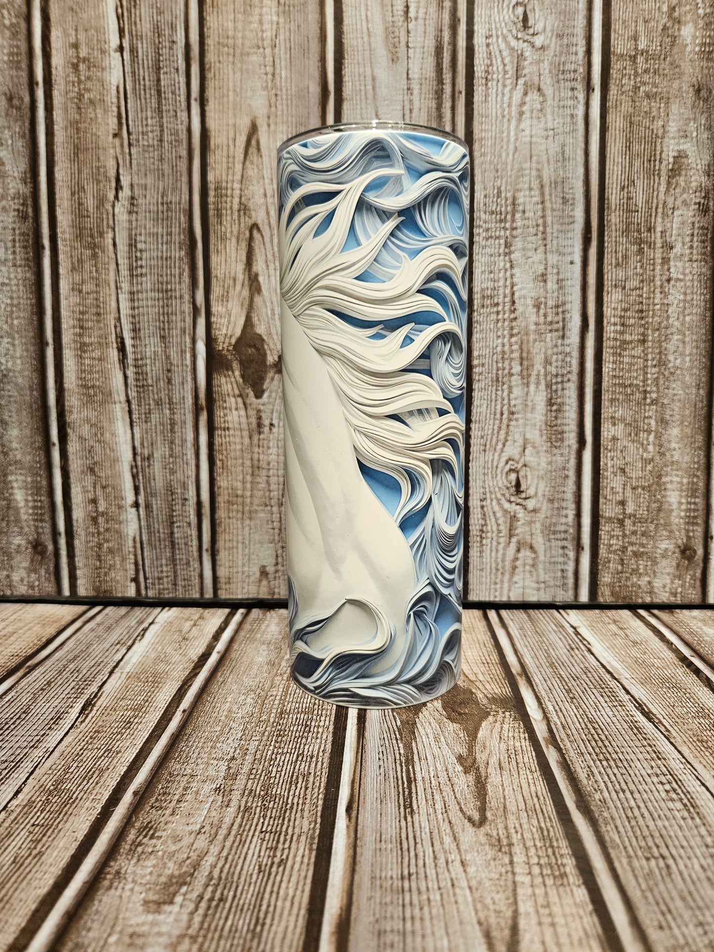 3D White Horse Tumbler