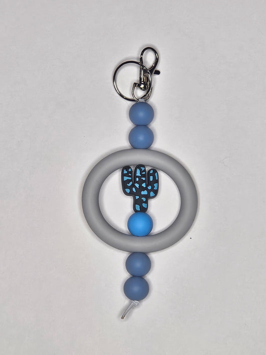 Blue Catus Silicone Keychain