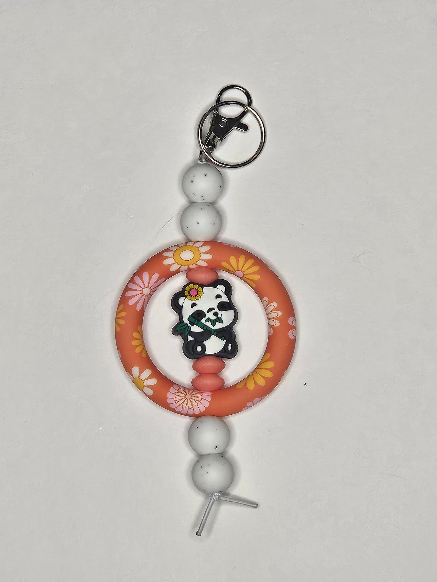 White Bead Panda Keychain