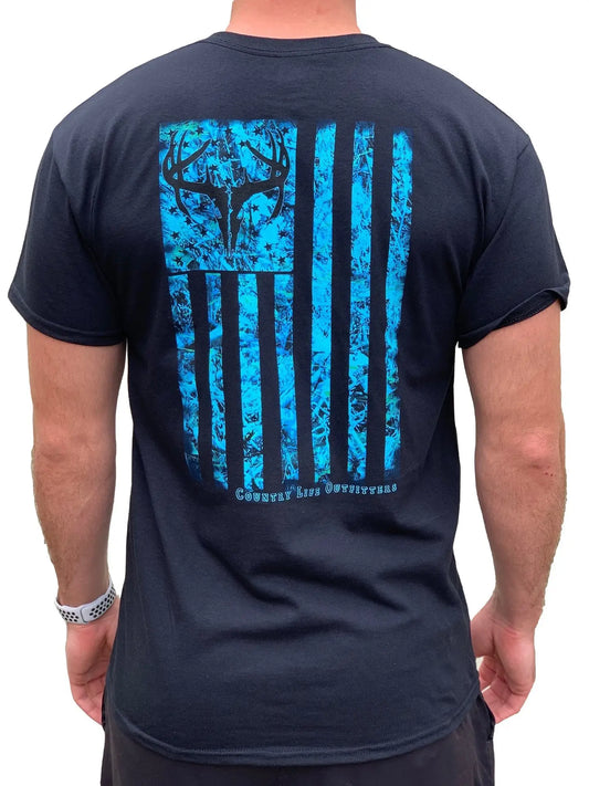 Blue Camo Flag T-shirt