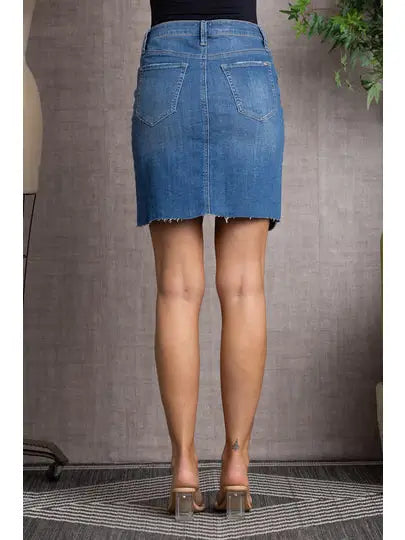 Denim Ripper Mini Skirt