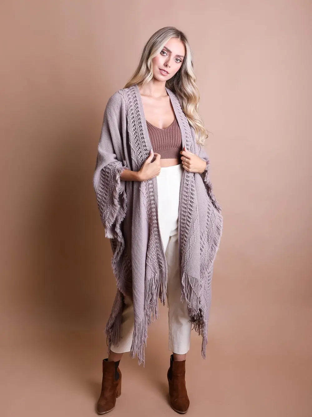 Frayed Border Bohemian Ruana