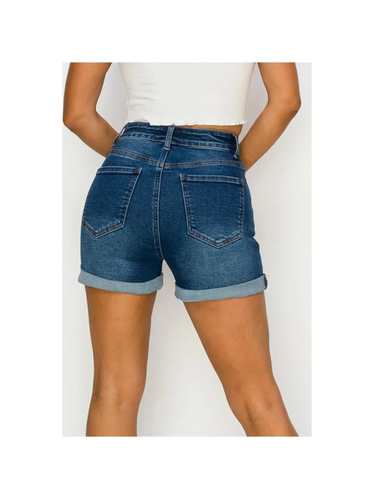 Authentic Basic Mom Denim Jean Shorts Cuffed