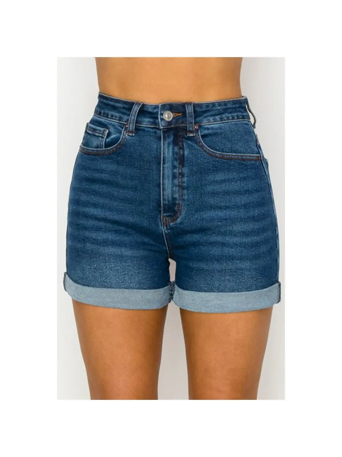 Authentic Basic Mom Denim Jean Shorts Cuffed