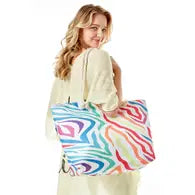 Colorful Zebra Print Beach Bag