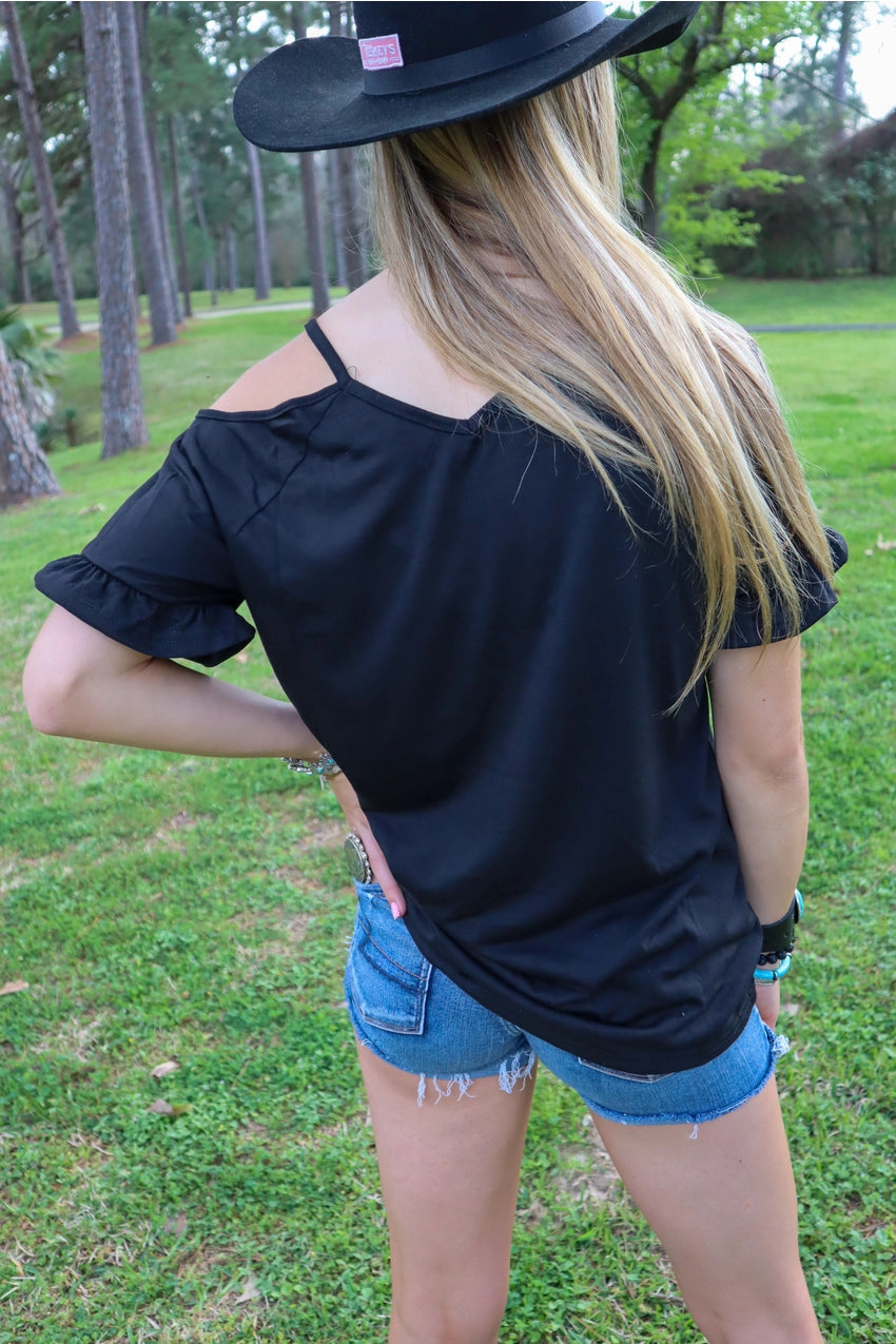 Hot Shoulders V-Neck Cold Shoulder Top