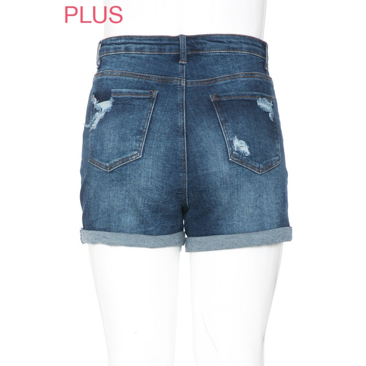 Plus Size Denim Rip and Repair Shorts Cuffed