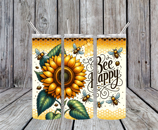 Be Happy Sunflower Tumbler