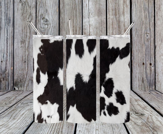 Black Cow Print Tumbler