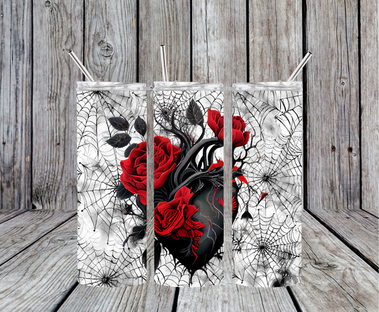 Black Heart and Roses Tumbler
