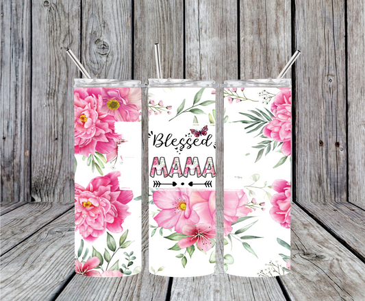 Blessed Mama Floral Tumbler