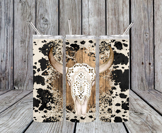 Bull Skull and Lace Tumbler