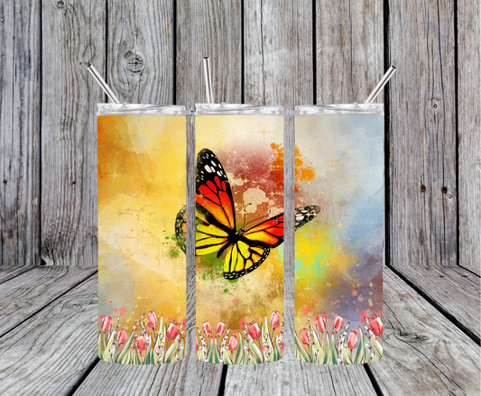 Red And Orange Butterfly Tumbler