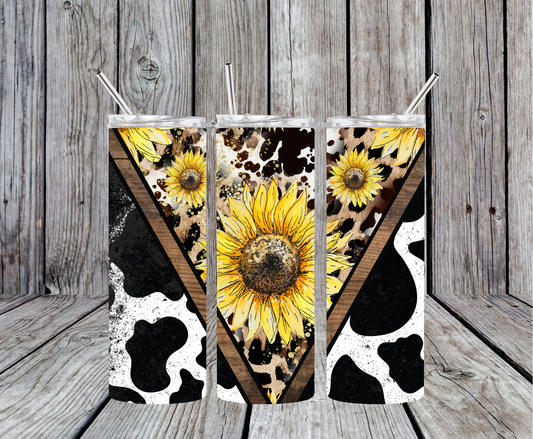 Cow Print and Sunflower Tumbler