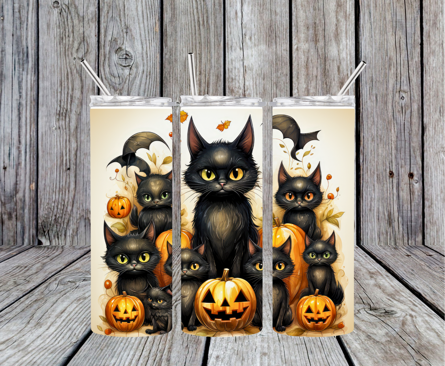 Black Cats And Jack-O-Lantern Tumbler