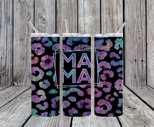 Mama Colorful Leopard Print Tumber