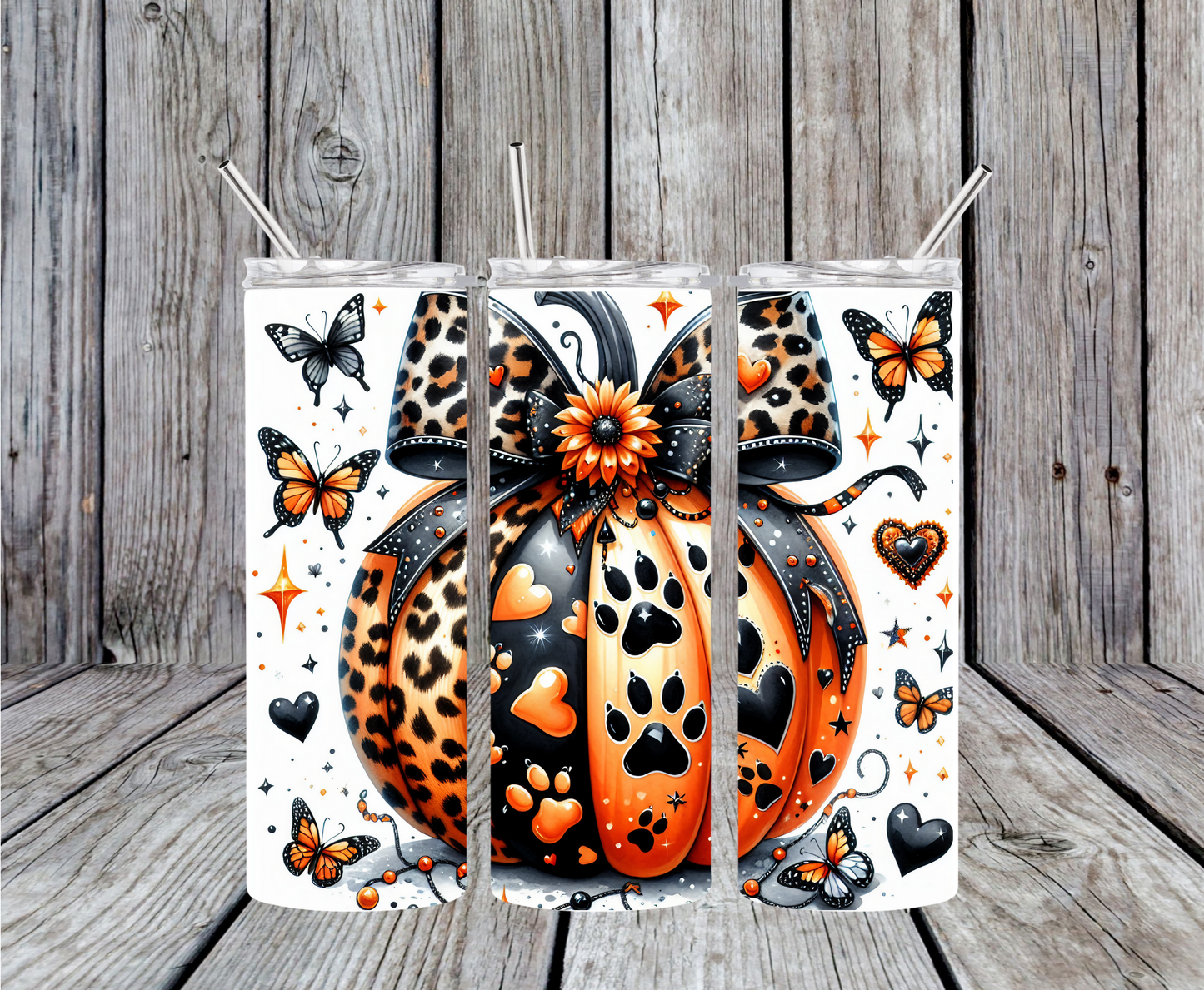 Pumpkin And Paw Prints Tumbler
