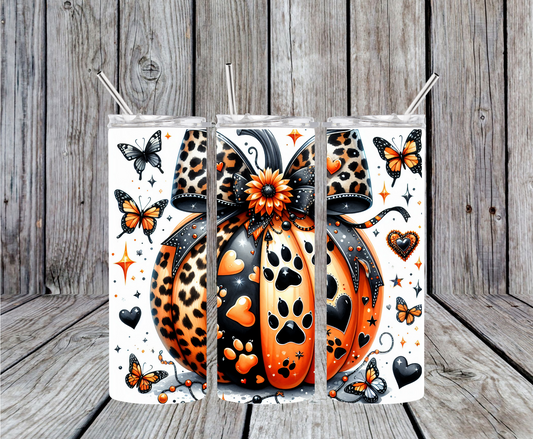 Pumpkin And Paw Prints Tumbler