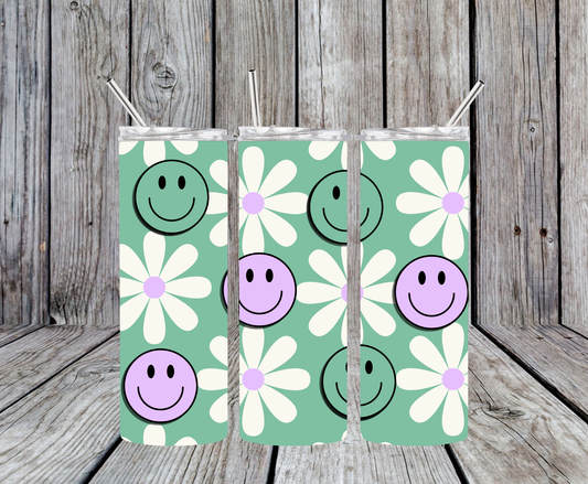 Smiley Faces and Daises Tumbler