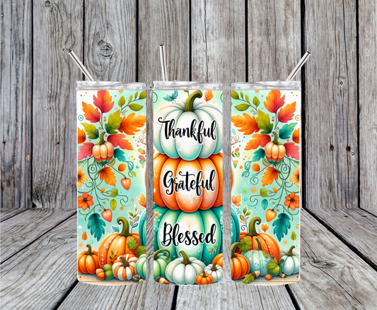 Thankful Grateful Blessed Tumbler