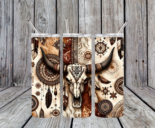 Bull Skull Boho Tumbler