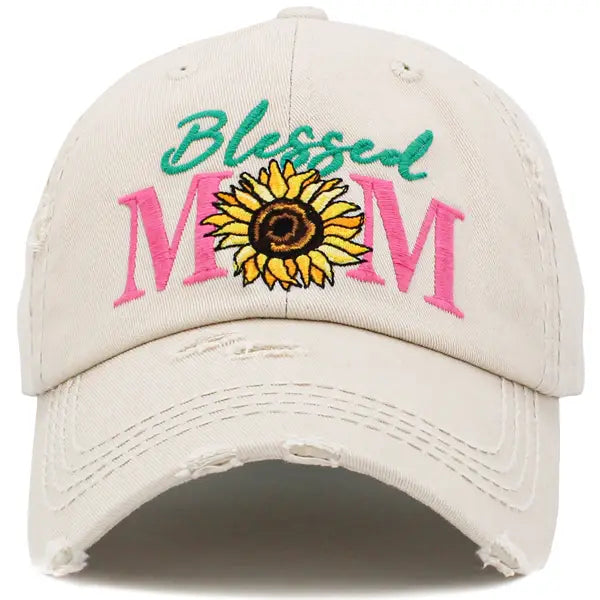 Blessed Mom Sunflower Vintage Ball Cap