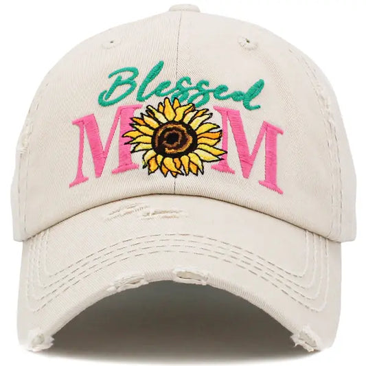 Blessed Mom Sunflower Vintage Ball Cap