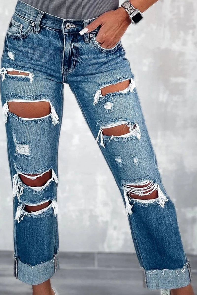 Casual Trendy Distressed Jeans