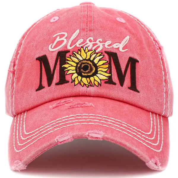 Blessed Mom Sunflower Vintage Ball Cap