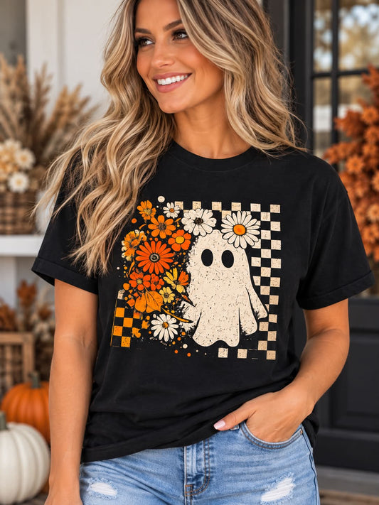 Fall Floral and Ghost T-shirt