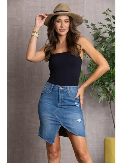 Denim Ripper Mini Skirt