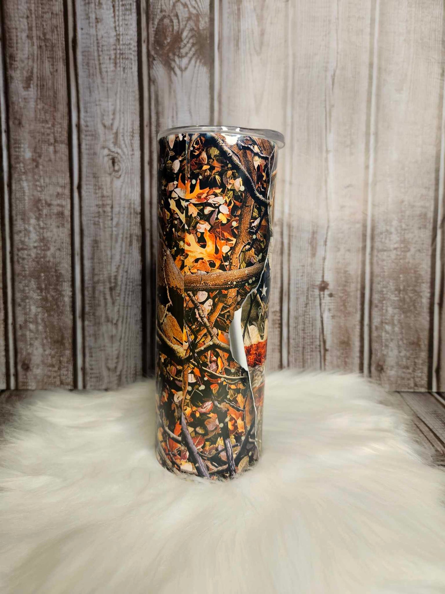 Camo Deer Flag Tumbler