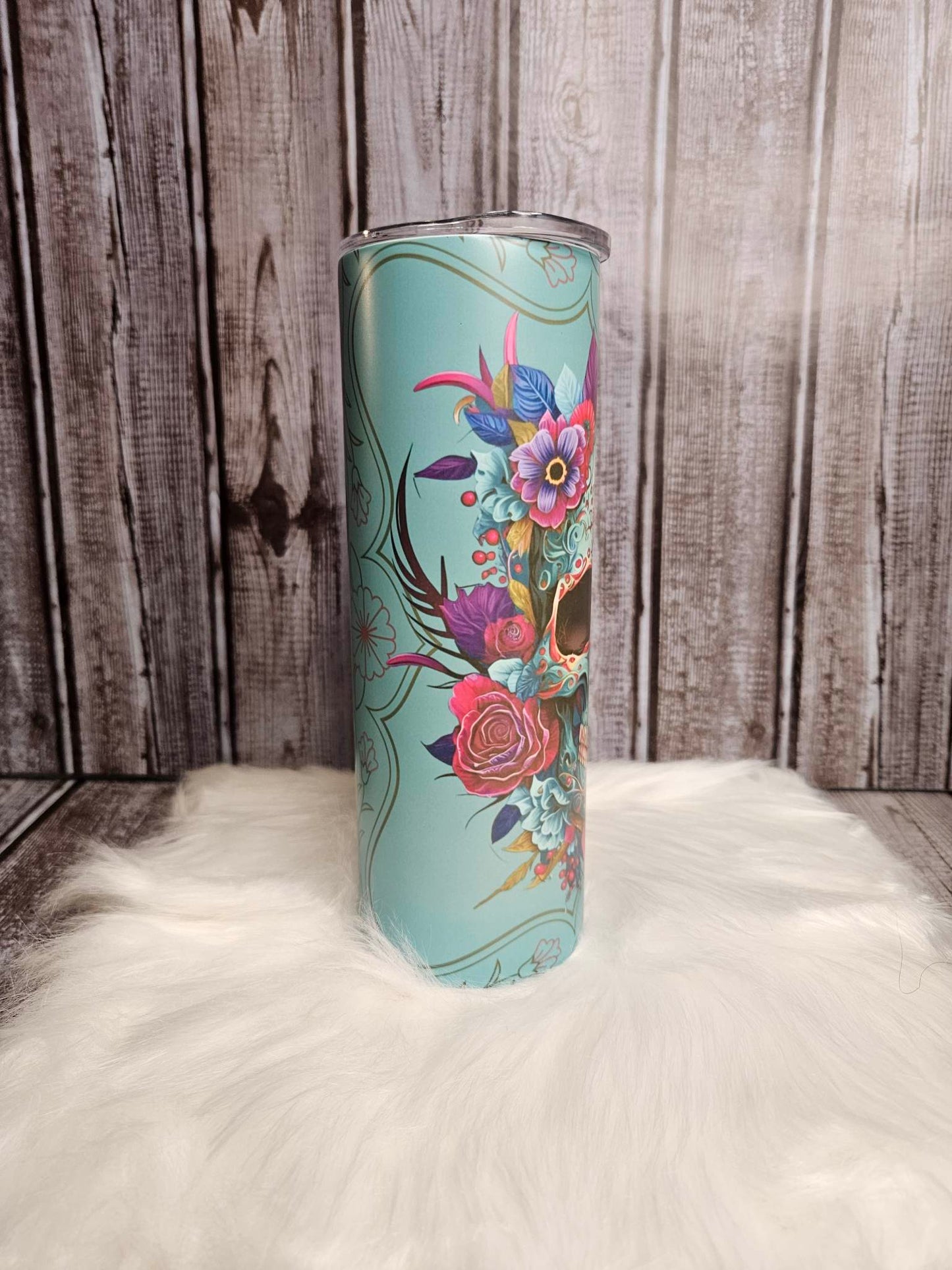 Floral Sugar Skull Tumbler