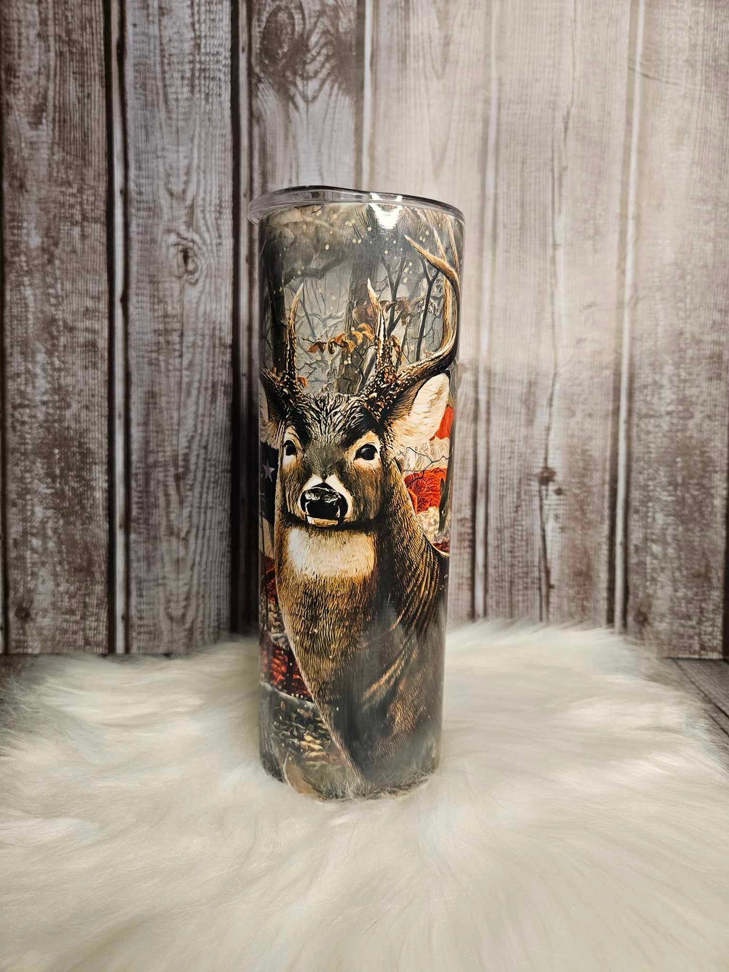 Camo Deer Flag Tumbler