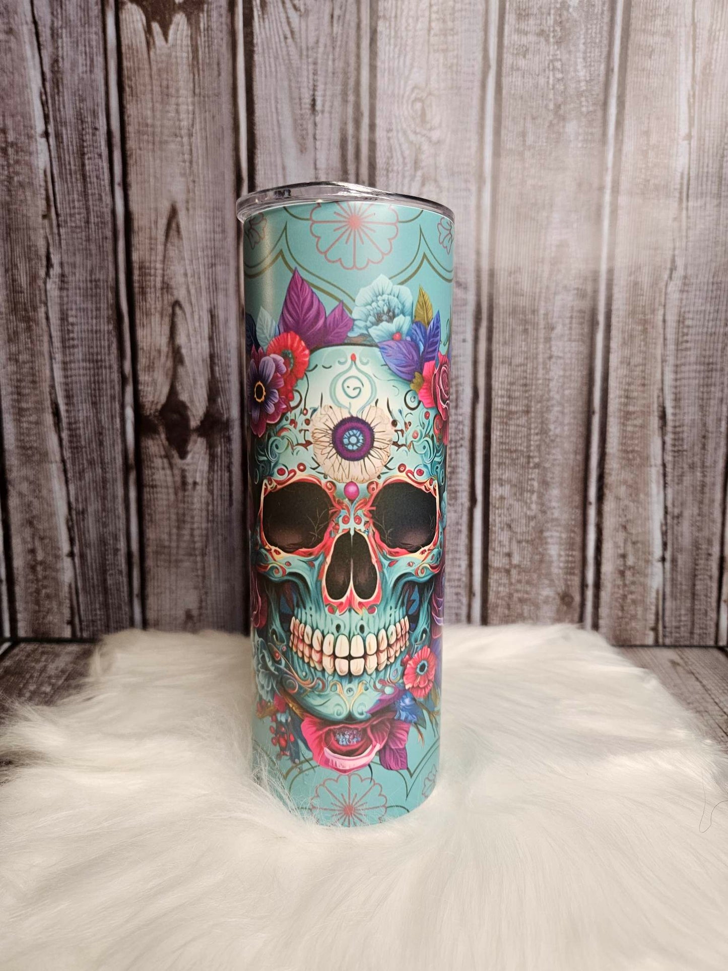 Floral Sugar Skull Tumbler